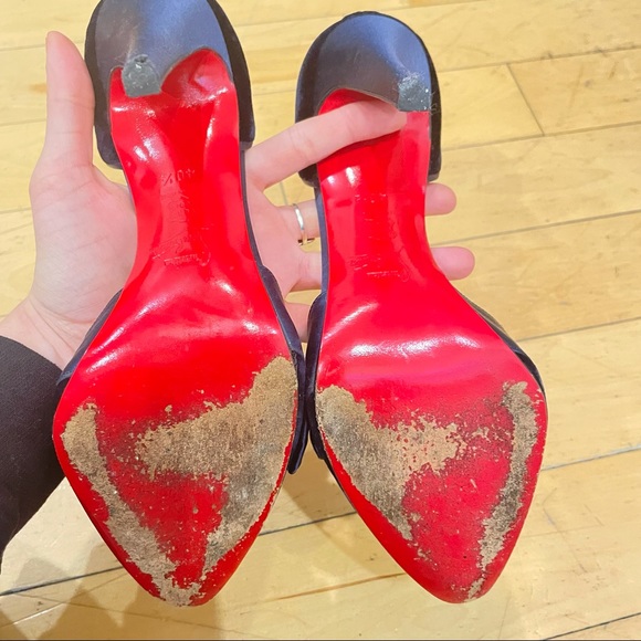 CHRISTIAN LOUBOUTIN Navy Velvet and Satin Bow Heels - Picture 6 of 6